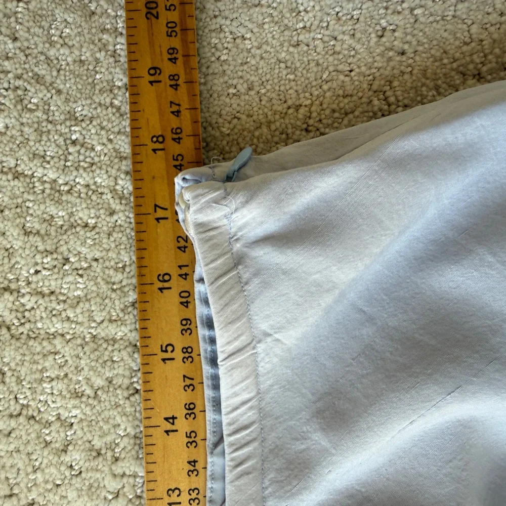 Eileen Fisher 100% Silk Midi Skirt Women 1X Light Blue Grey A-Line Elastic Waist